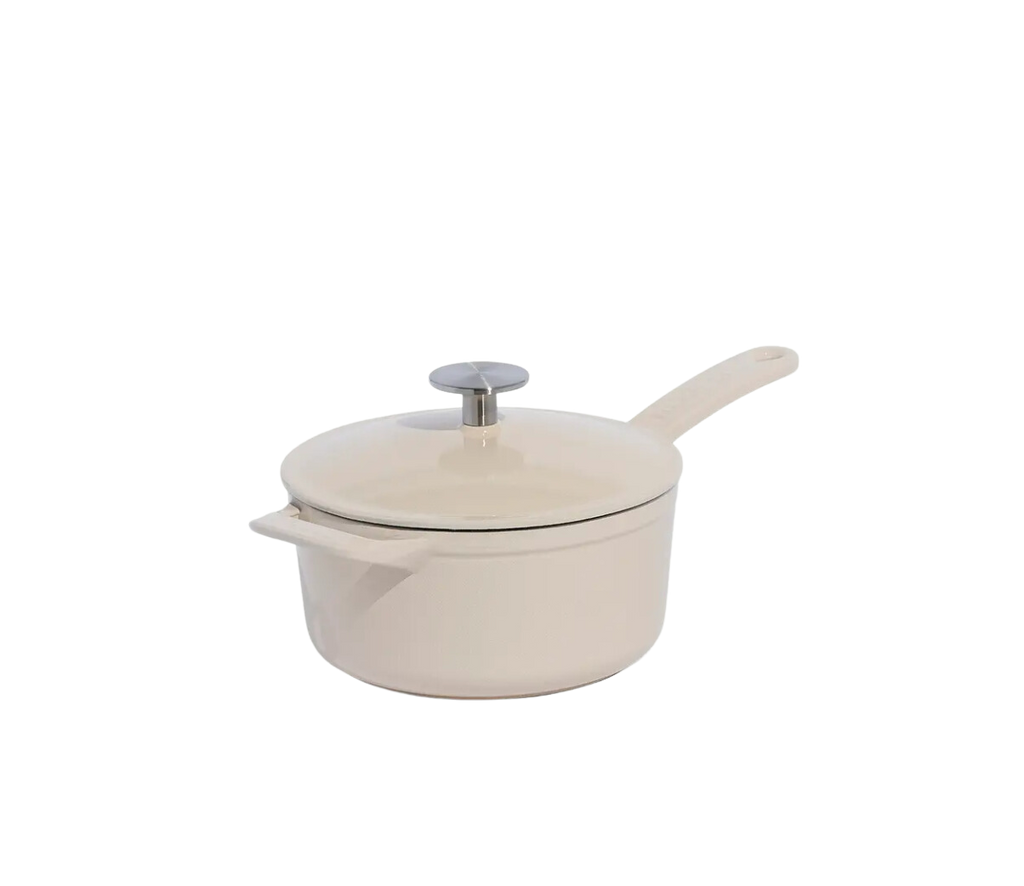 Enameled Cast Iron Saucepan in White