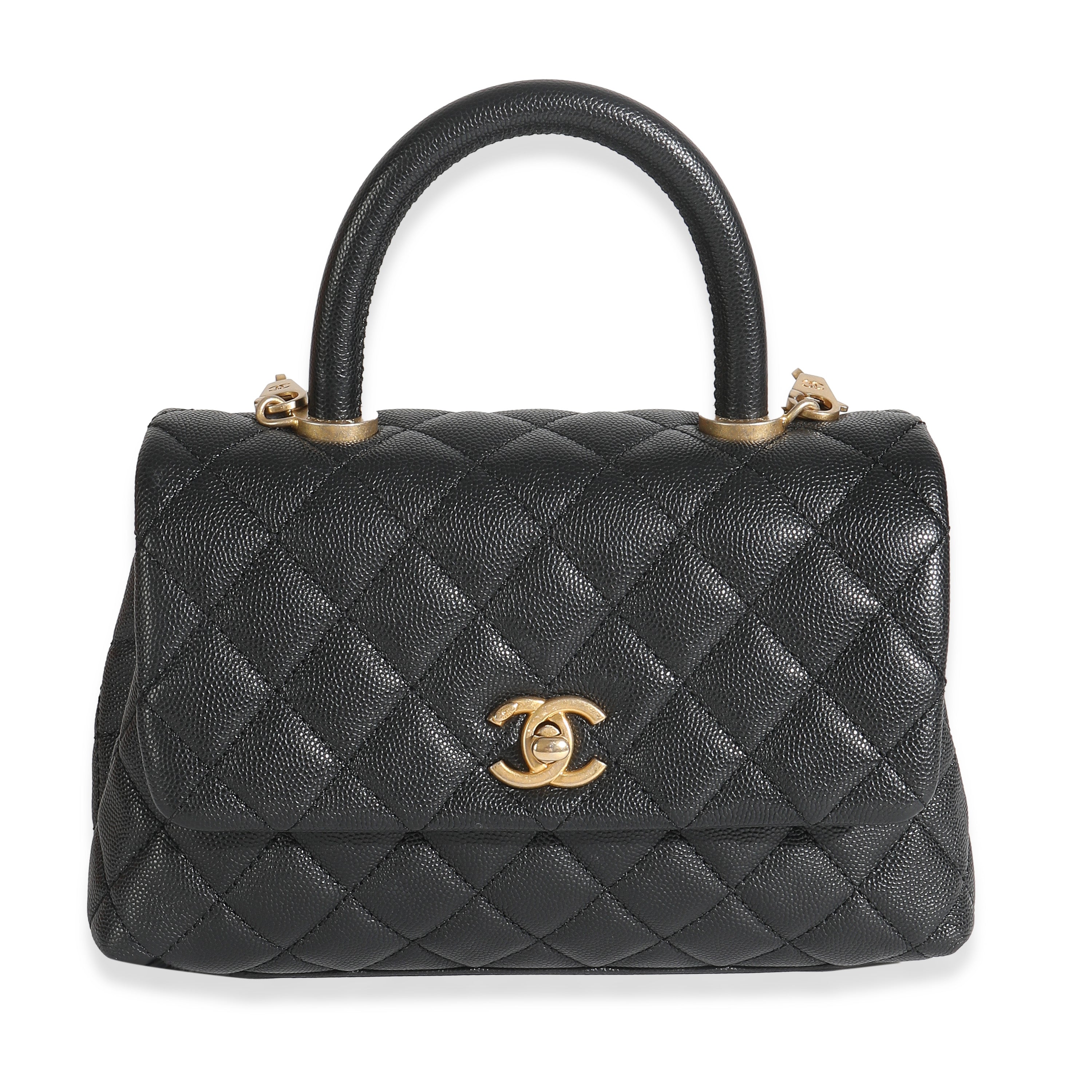 Chanel Black Quilted Caviar Small Coco Top Handle Bag