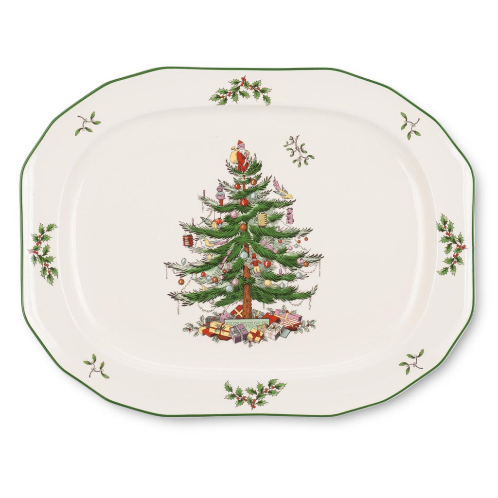 Christmas Tree 14" Sculpted Oval Platter
