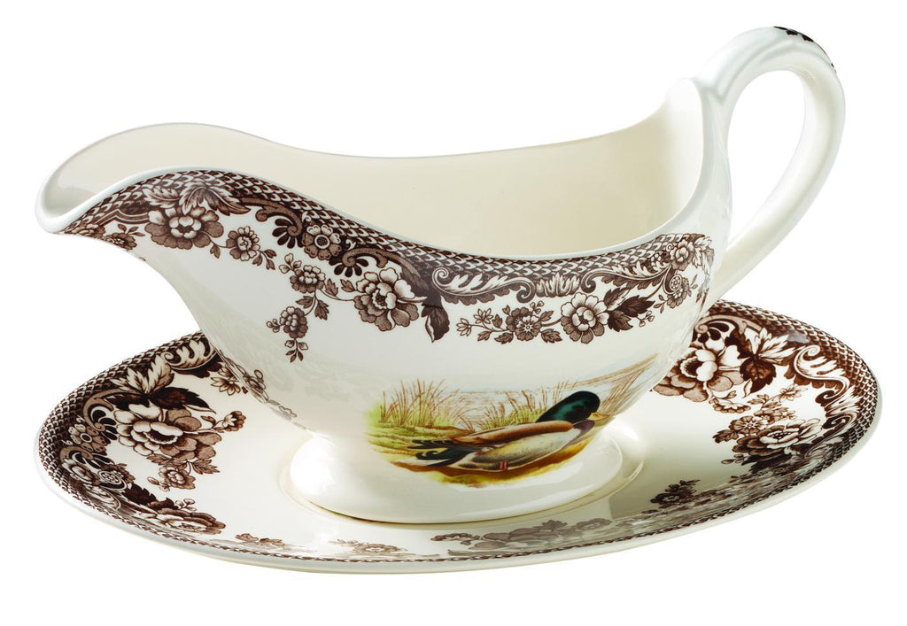 Woodland Sauce Boat Stand with Mallard, Snipe, & Rabbit