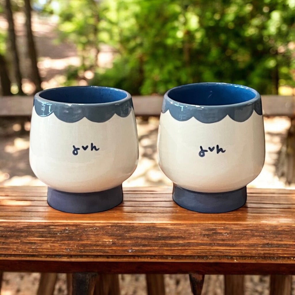 Hand-painted Initial Cups, Set of 2