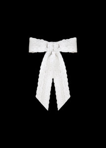 Eyelet Bow Barrette in White
