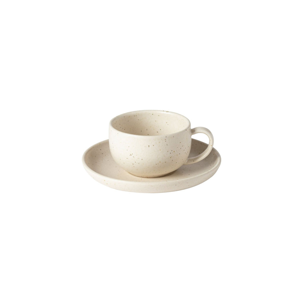 Pacifica Collection Teacups & Saucers in Vanilla, Set of 6