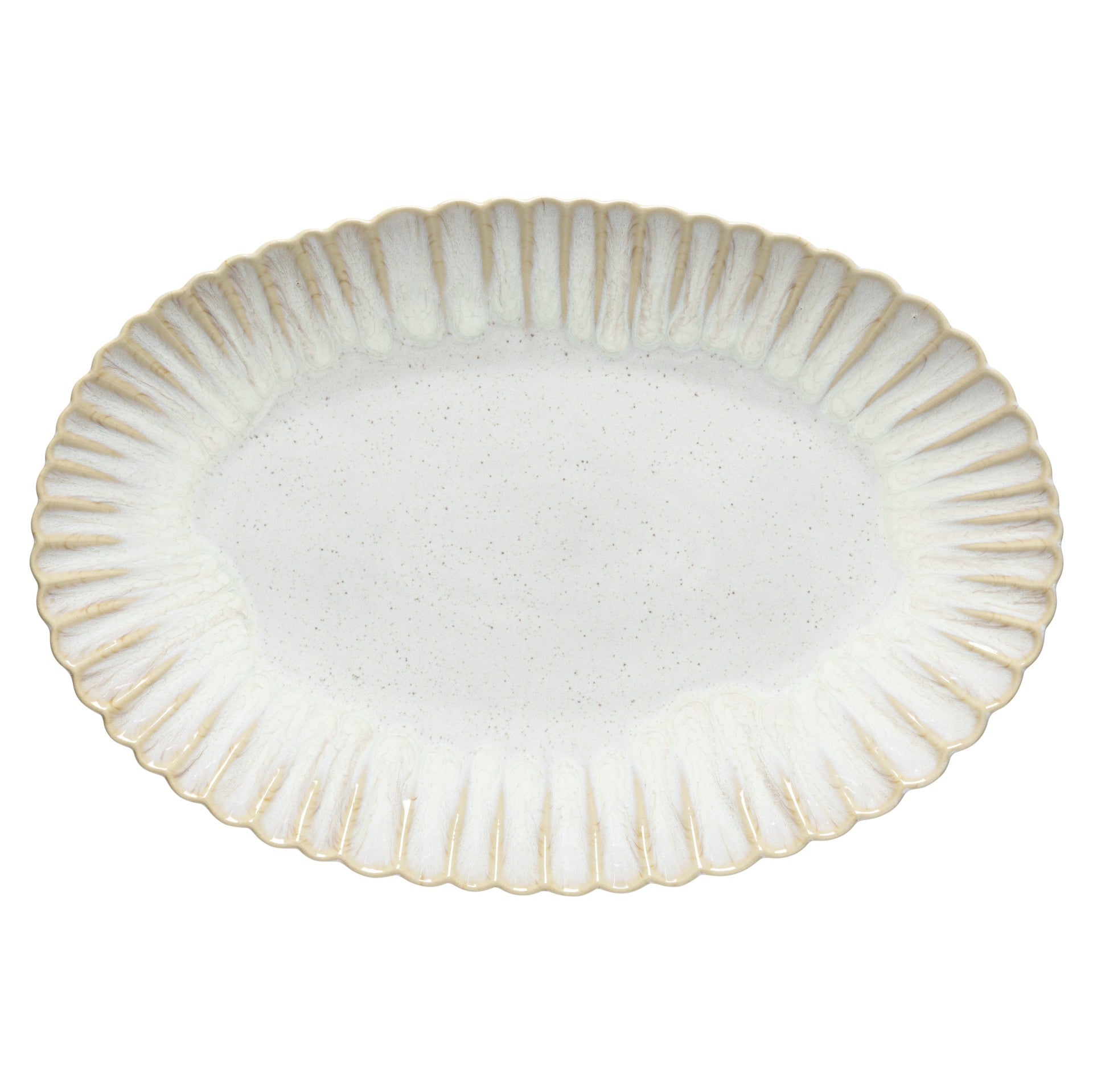 Mallorca Collection Oval Platter 16" in Sand Beige
