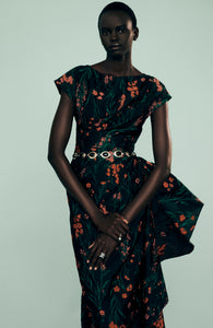 Floral Fil Coupe Florence Gown in Black Multi