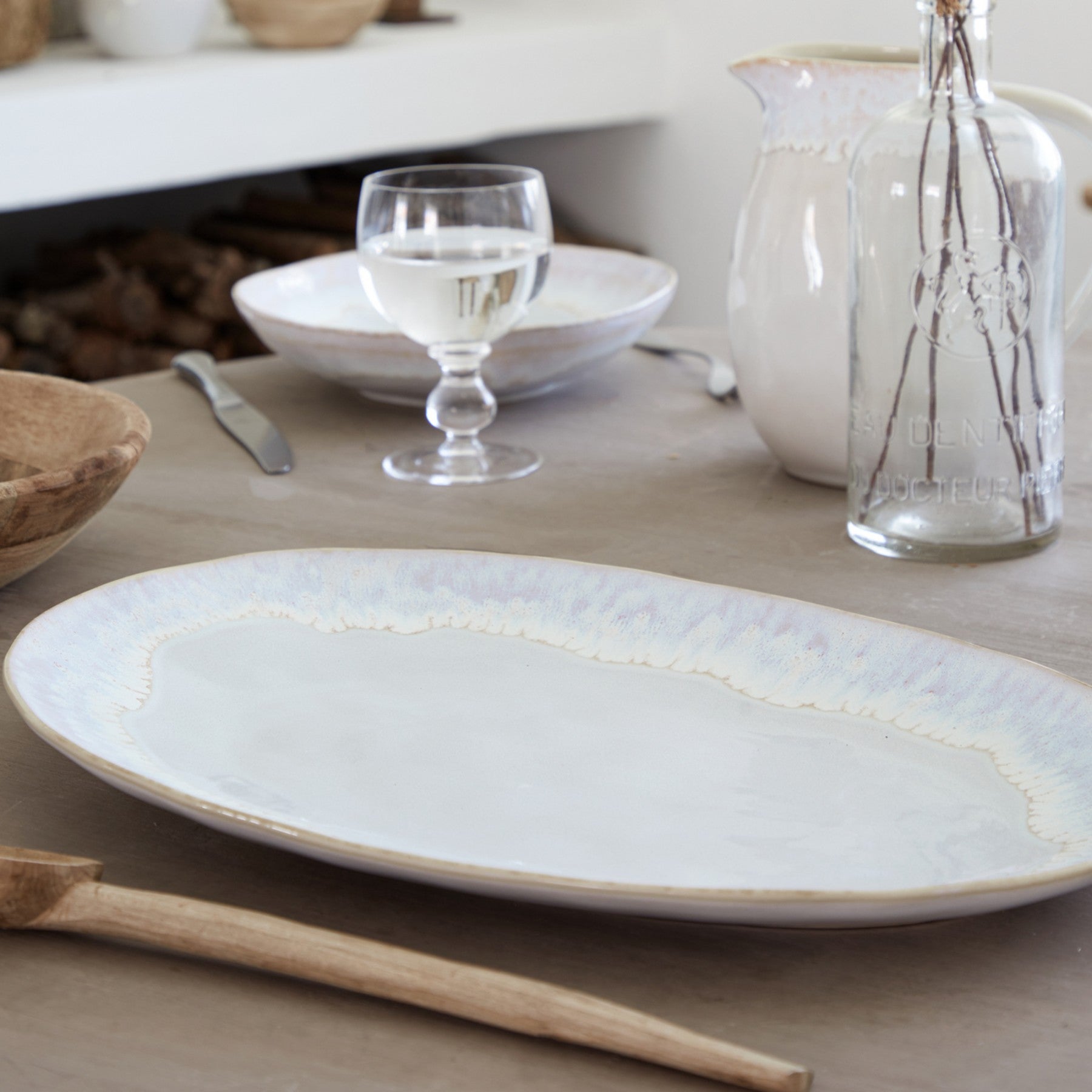 Brisa Collection Oval Platter 16" in Salt