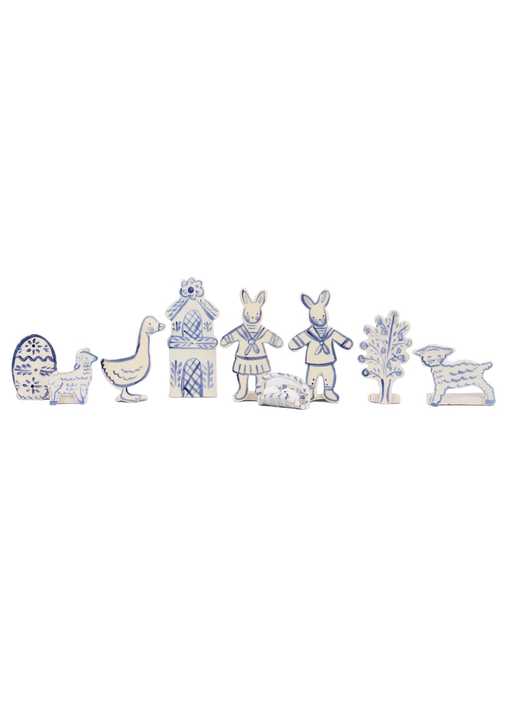 Easter Vignette in Blue and White, Set of 9