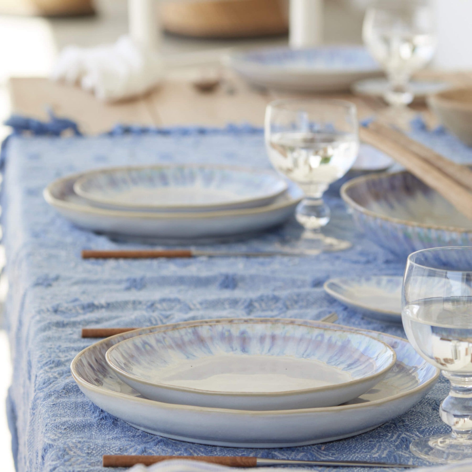 Brisa Collection Dinner Plates in Ria Blue, Set of 6