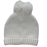 Faux Fur Knit Hat with Pom Pom in Cream