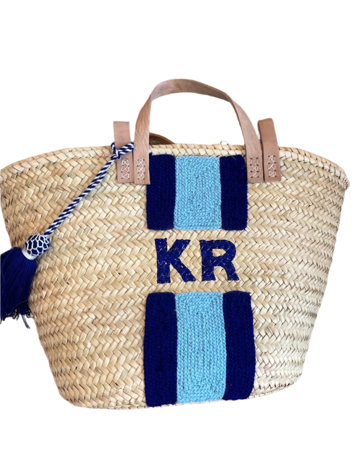 Embroidered Blue Stripe Tote