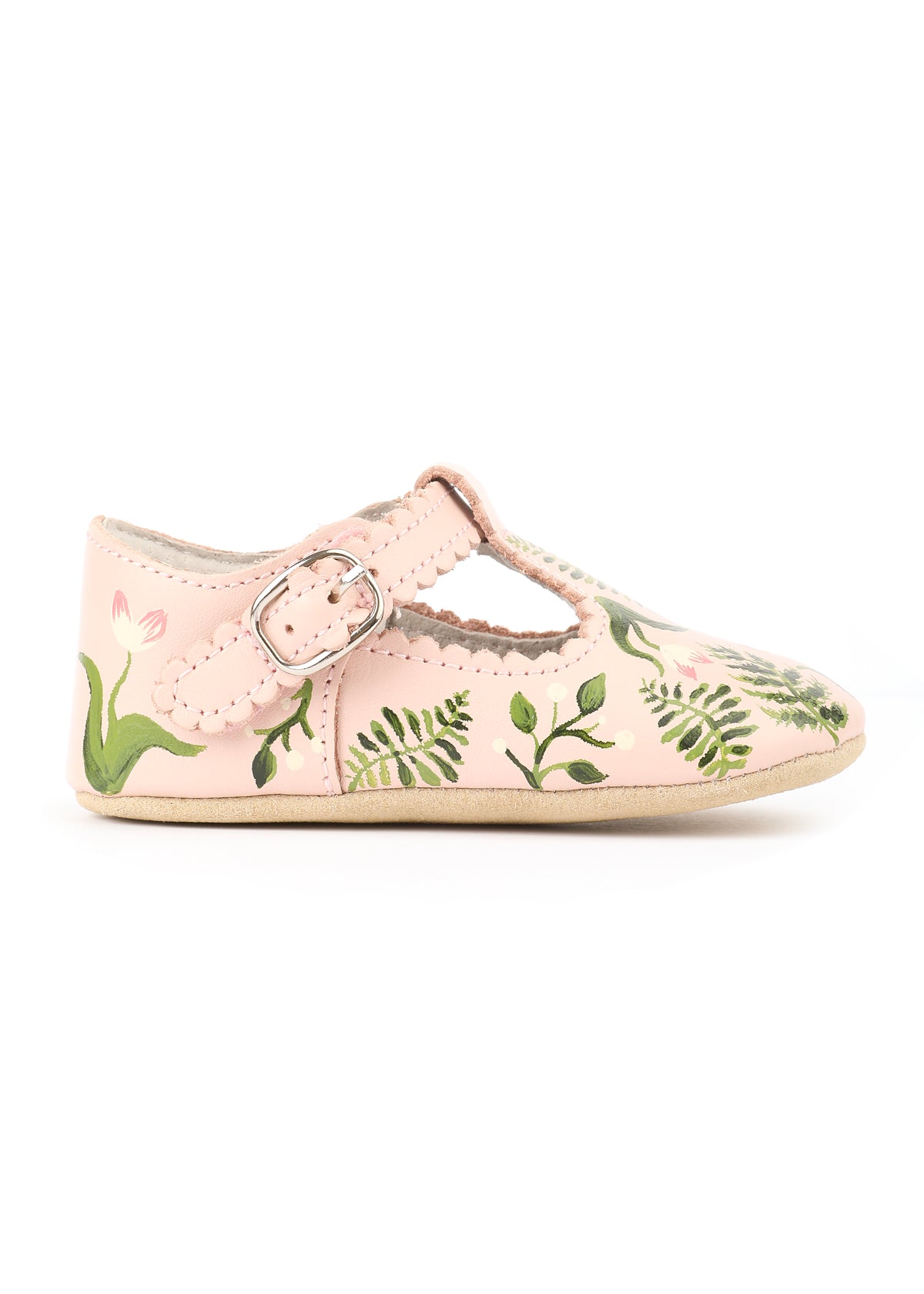 Tulip & Fern Hand-Painted Baby Shoes