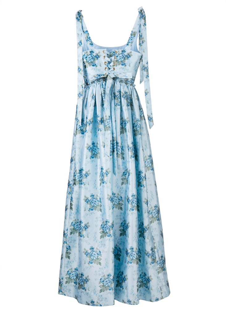 OTM Exclusive: The Marie Dress in Blue Floral Brocade