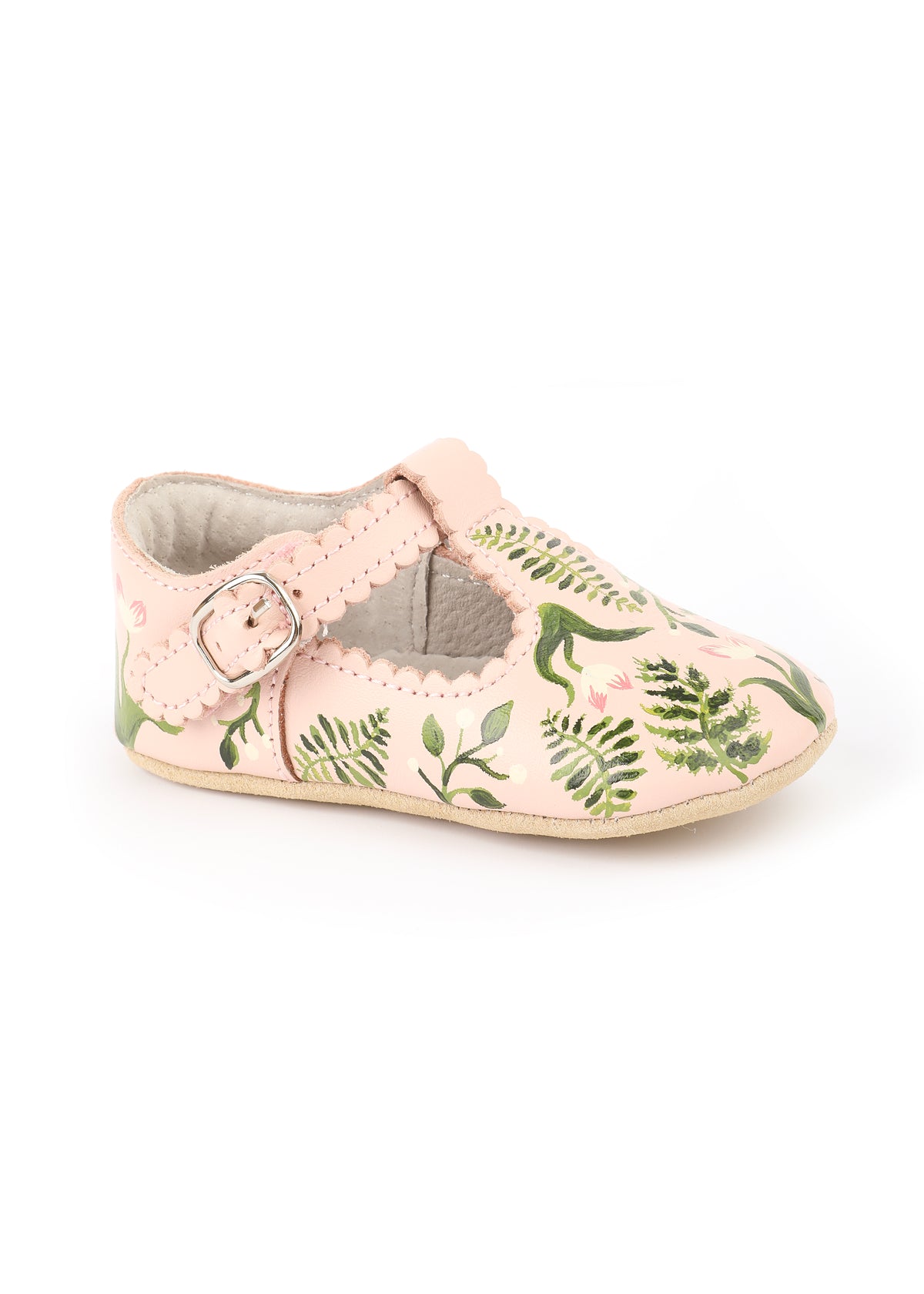 Tulip & Fern Hand-Painted Baby Shoes