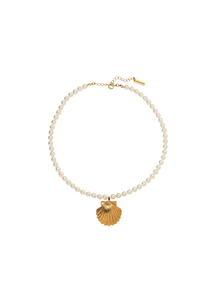 Siren Necklace in Gold Pearl