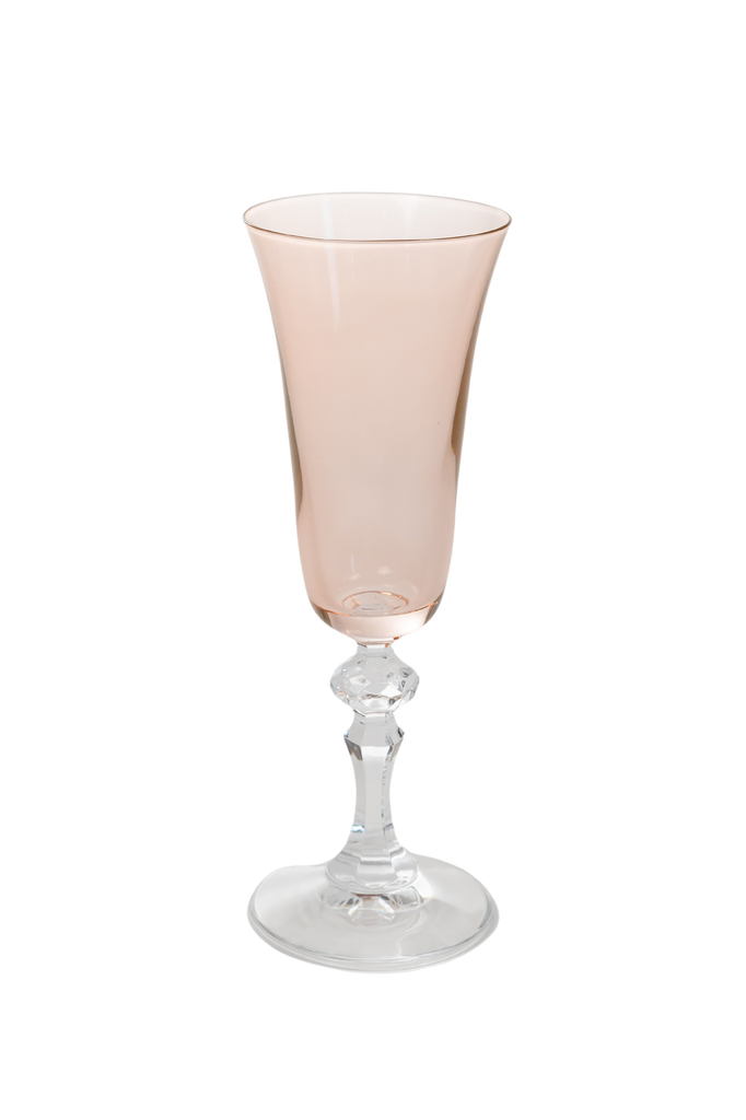 Estelle Colored Regal Flute With Clear Stem, Set of 6 in Blush Pink