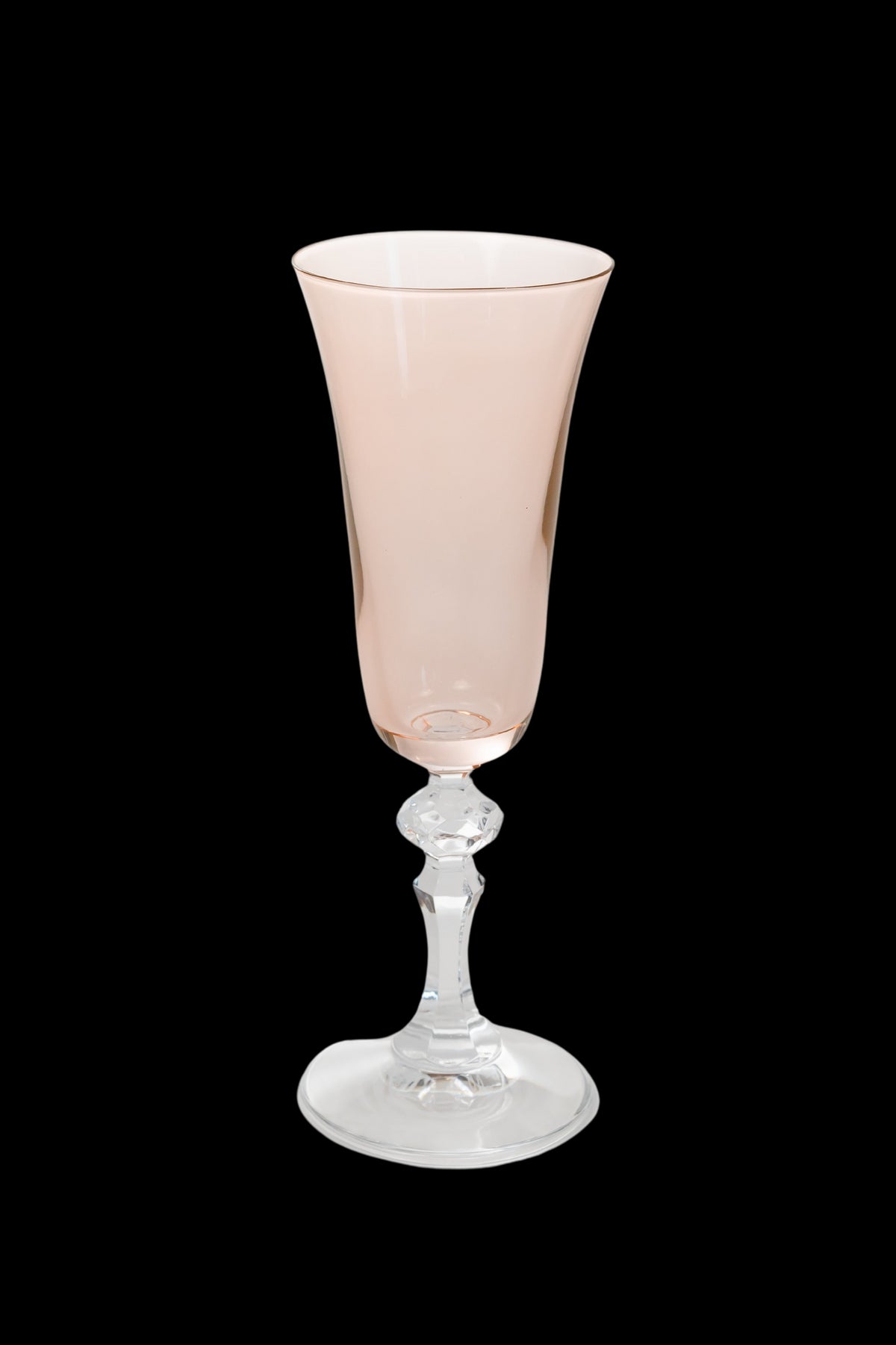 Estelle Colored Regal Flute With Clear Stem, Set of 6 in Blush Pink