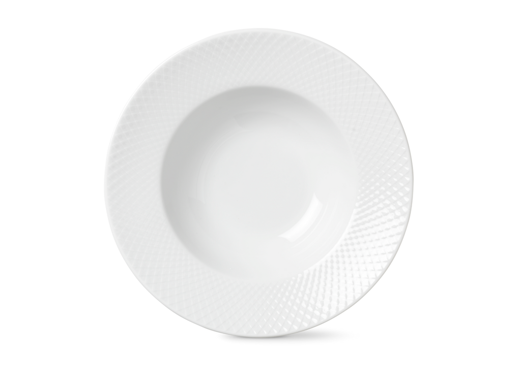 Lyngby Porcelain Rhombe Soup Plate in White