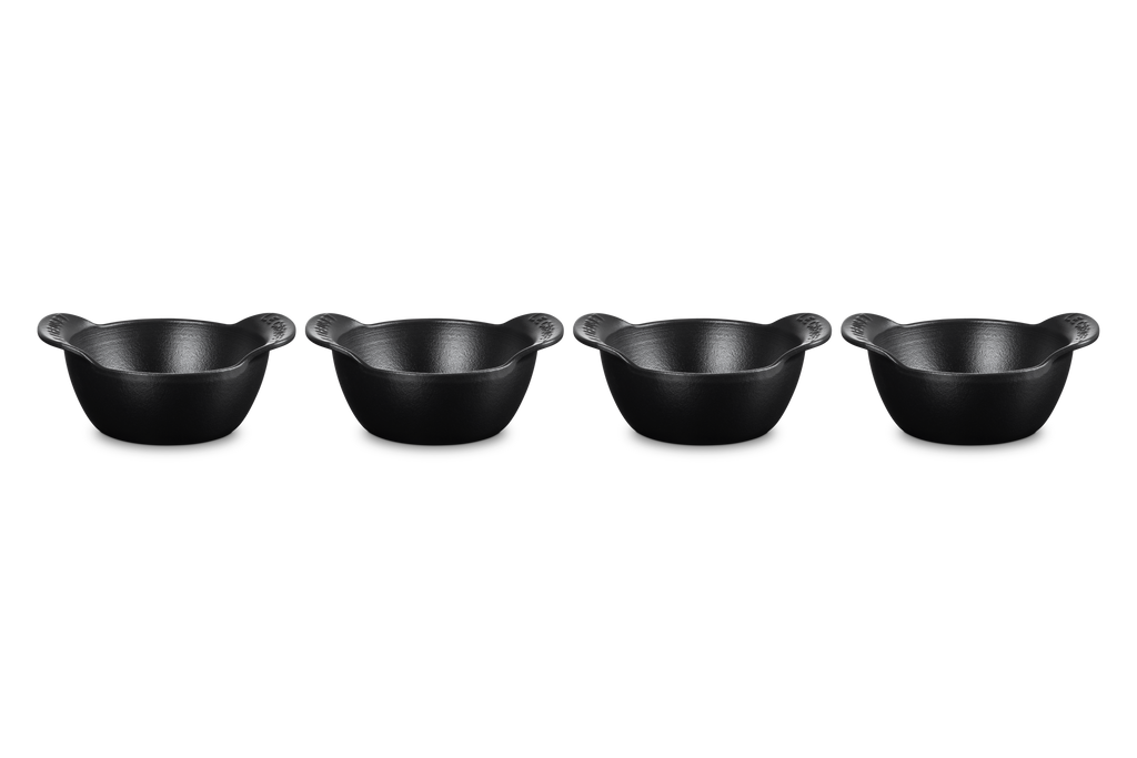 Mini Round Cocotte Base 1/3 QT in Matte Black, Set of 4