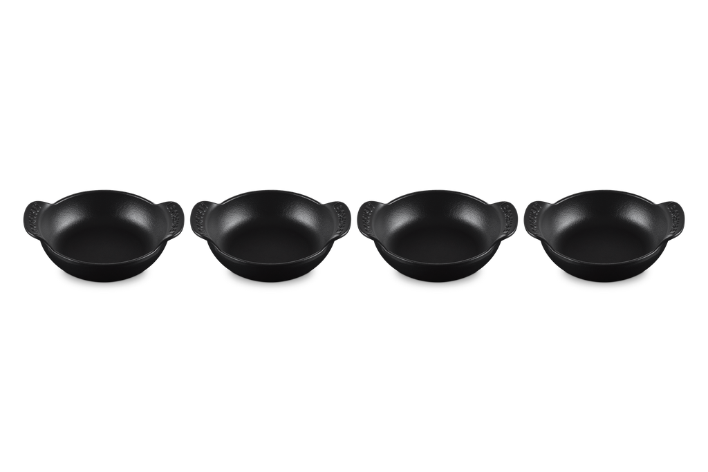 Mini Round Braiser Base 1/3 QT in Matte Black, Set of 4