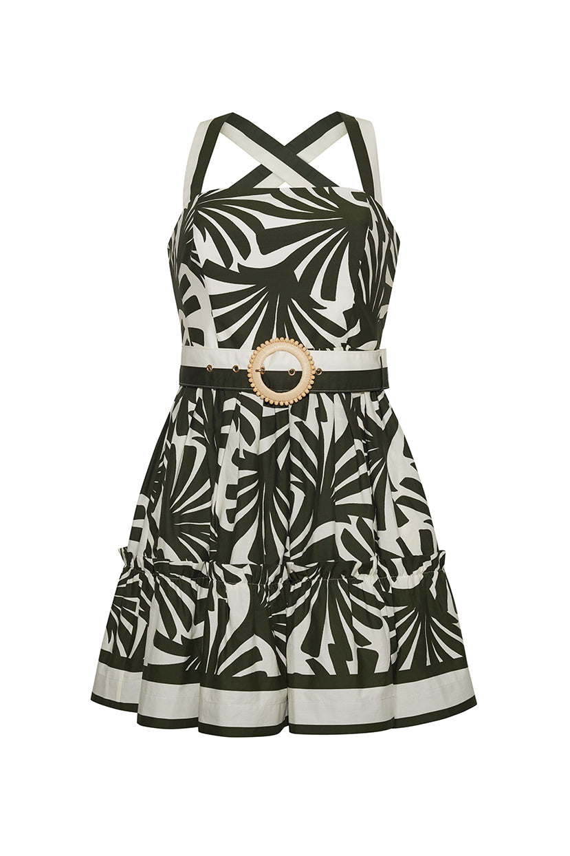 Julietta Mini Dress in Catalina Olive