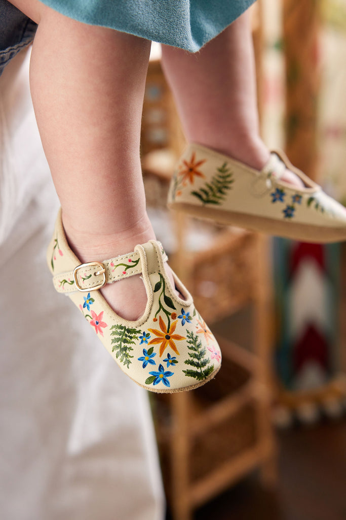 Wildflower Hand-Painted Baby Shoes