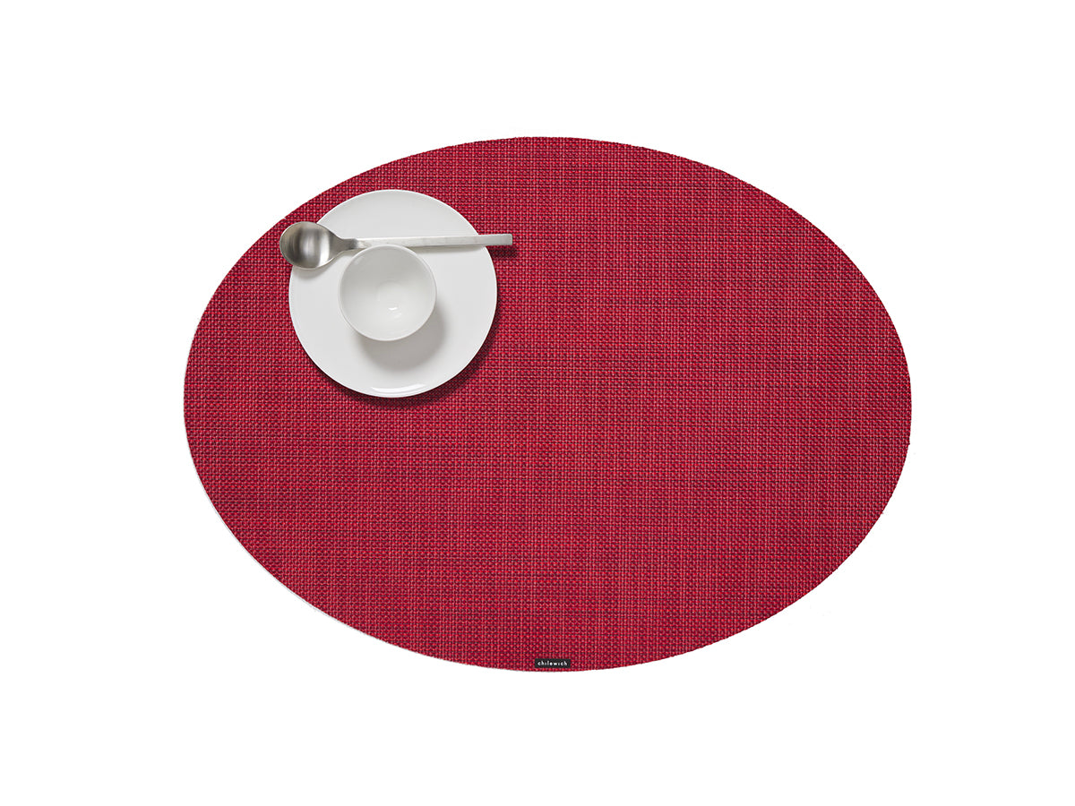 Mini Basketweave Oval Placemat in Scarlet