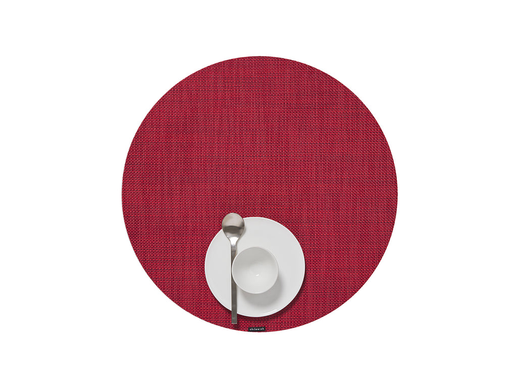 Mini Basketweave Round Placemat in Scarlet