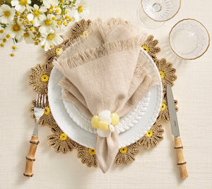 Daisy Placemat in Natural & Yellow, Set of 4