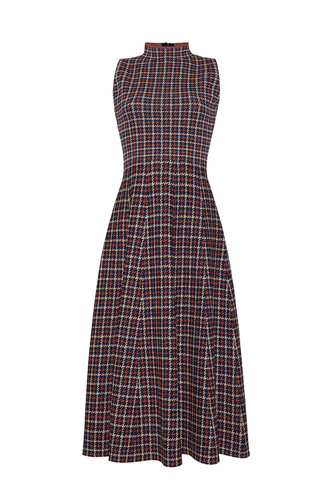 Brice Dress in Navy Mini Check