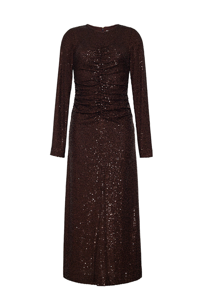 Maisy Dress in Brown Sequin