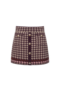 Lynne Mini Skirt in Houndstooth Multi Taupe