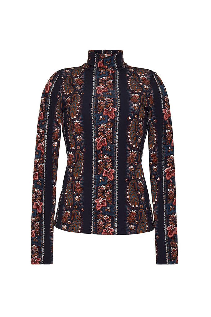 Suzie Top in Paisley Trail Black