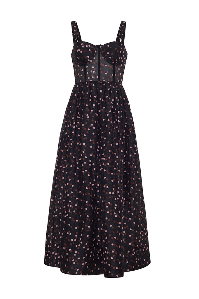 Pheobe Midi in Stamped Dot Black