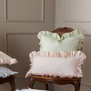 Carolina Stripe Frill Pillow in Pink Salt - Caitlin Wilson Designs