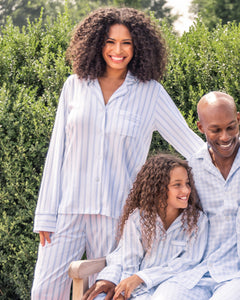 Women’s Pima Pajama Set in Periwinkle Stripe