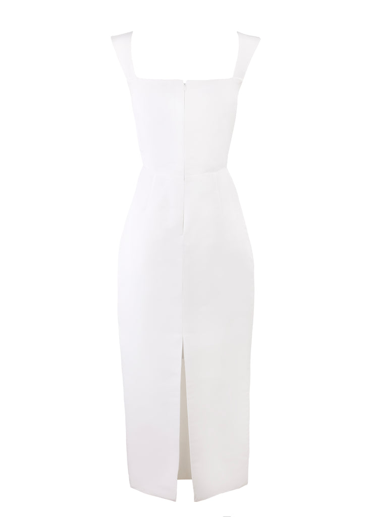 OTM Exclusive: Bridal Silk Faille Midi Dress in White