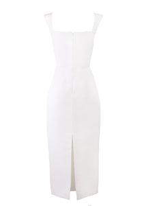 OTM Exclusive: Bridal Silk Faille Midi Dress in White