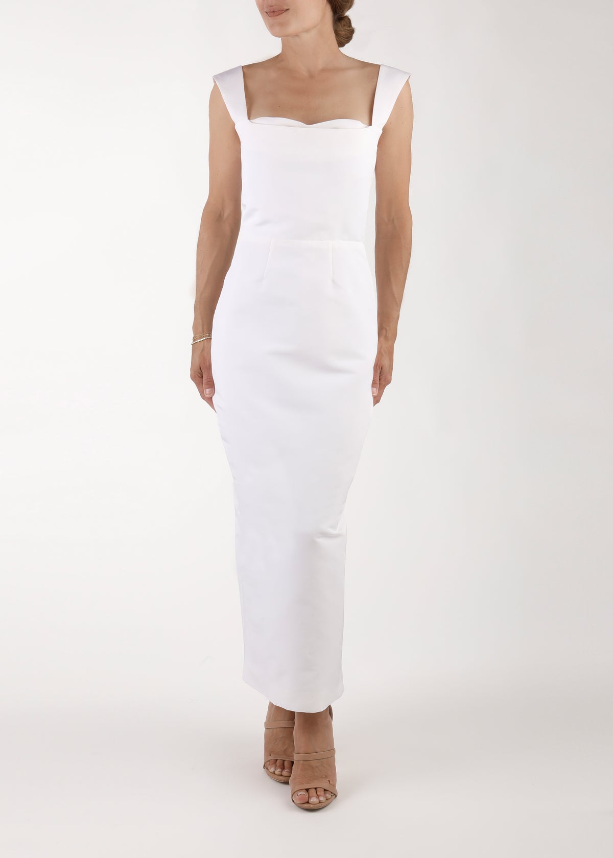 OTM Exclusive: Bridal Silk Faille Midi Dress in White