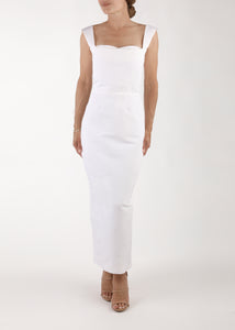 OTM Exclusive: Bridal Silk Faille Midi Dress in White