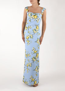 OTM Exclusive: Dress in Blue & Yellow Floral