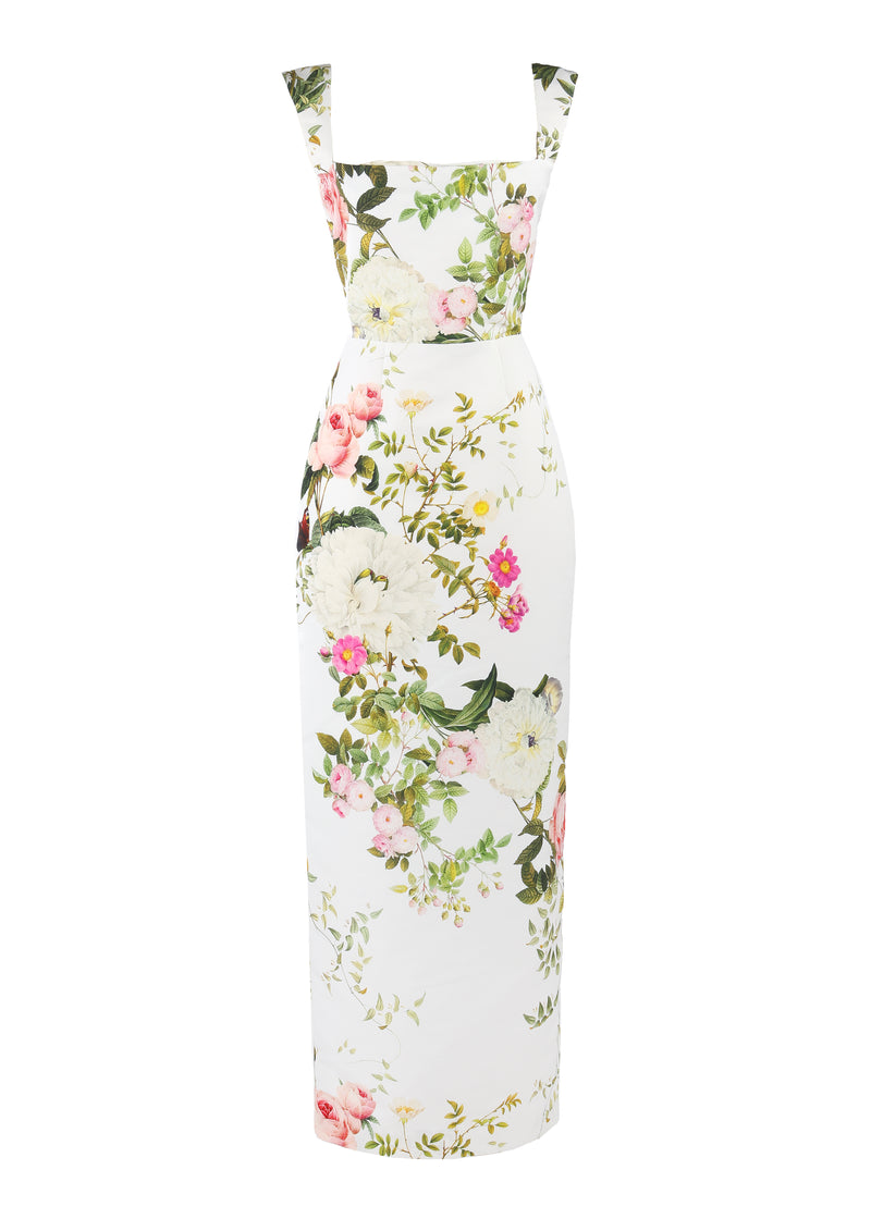 OTM Exclusive: Bridal Midi Dress in White Floral