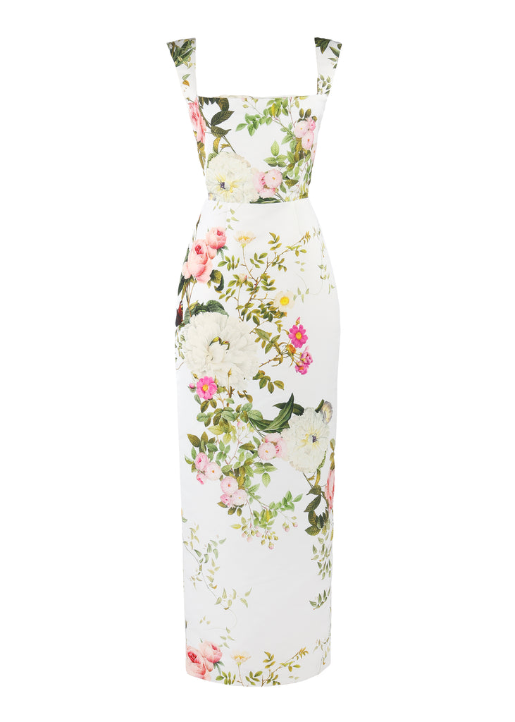 OTM Exclusive: Bridal Midi Dress in White Floral