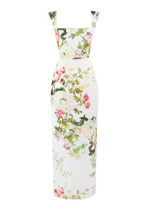 OTM Exclusive: Bridal Midi Dress in White Floral