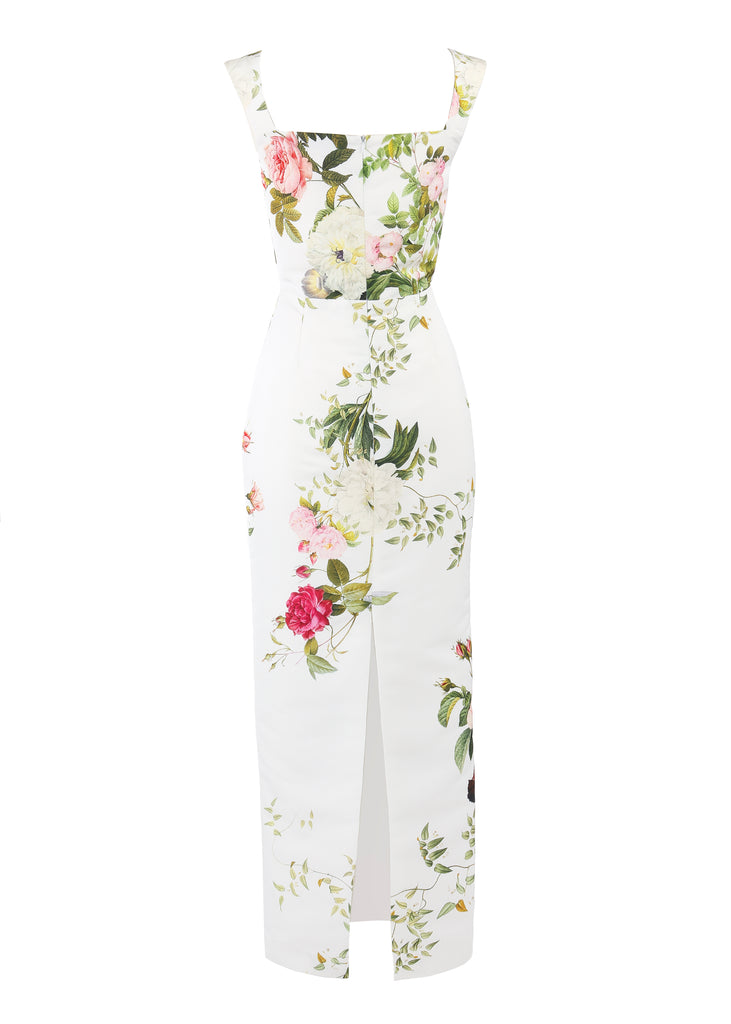 OTM Exclusive: Bridal Midi Dress in White Floral