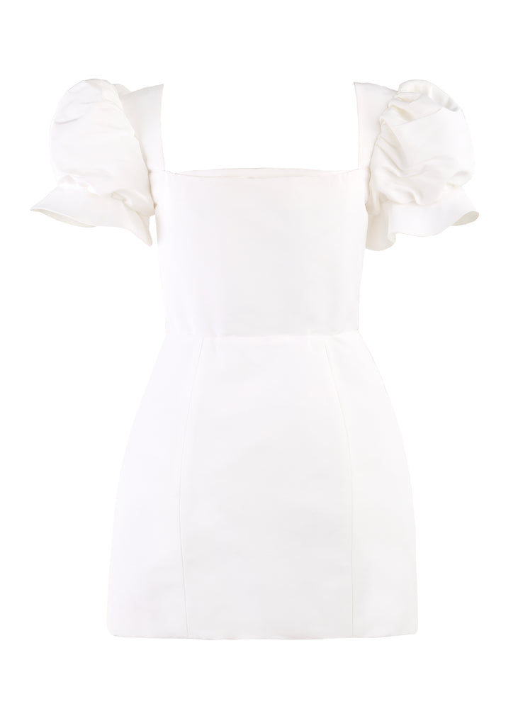 OTM Exclusive: Bridal Silk Faille Mini Dress in White