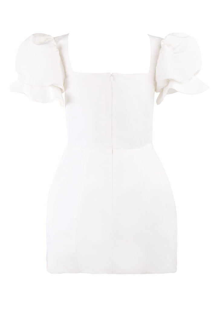 OTM Exclusive: Bridal Silk Faille Mini Dress in White