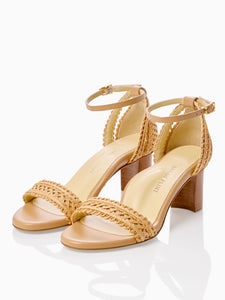 Perfect Block Sandal 60 in Almond Raffia