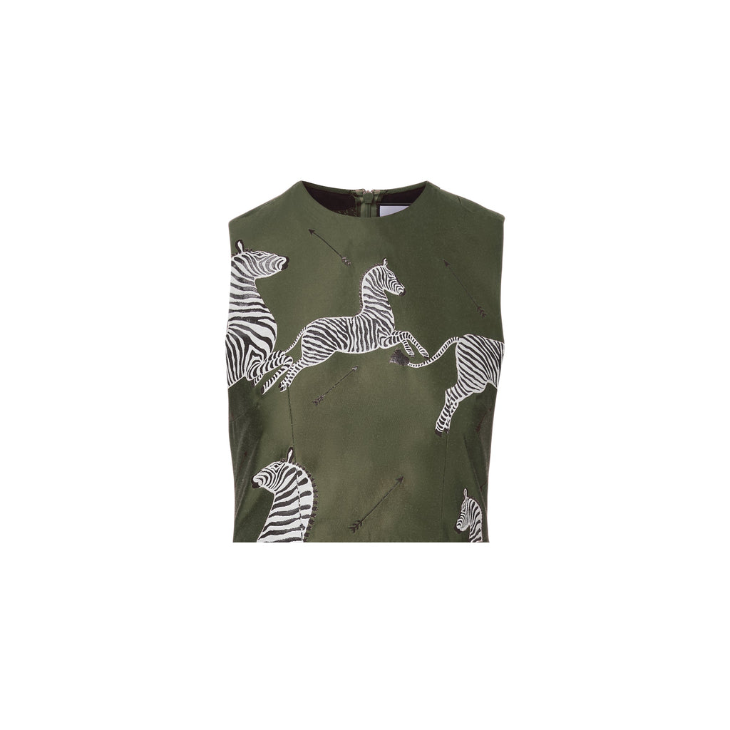 Ali Top in Olive Jumping Zebra Jacquard