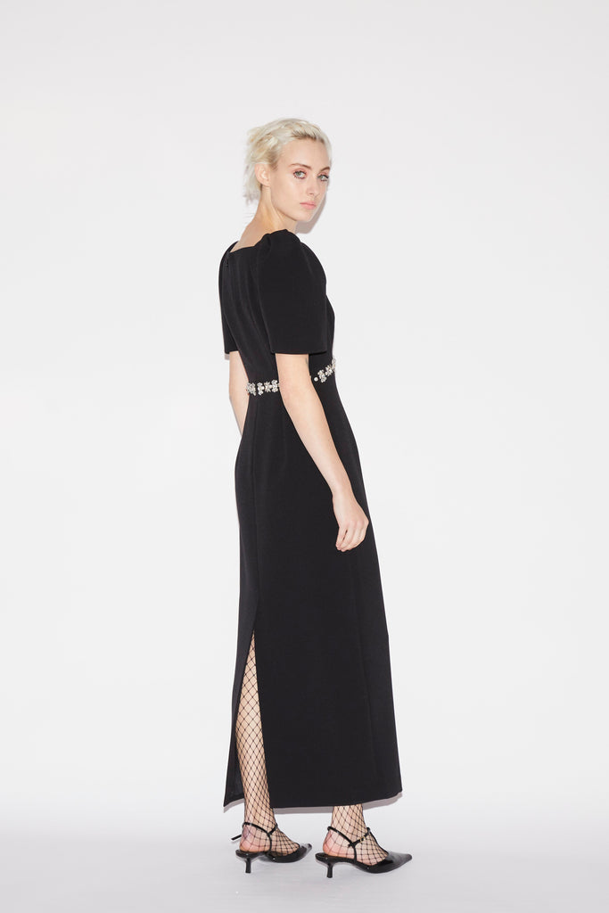 Myrna Dress Black Embellished Crepe