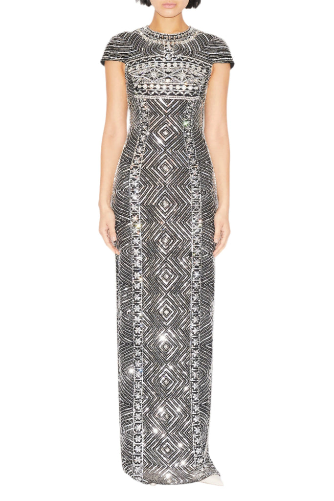 Isobel Gown Black Silver Embroidered Tulle